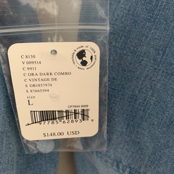 Free people ora denim dress dark vintage nwt large - Picture 4 of 4